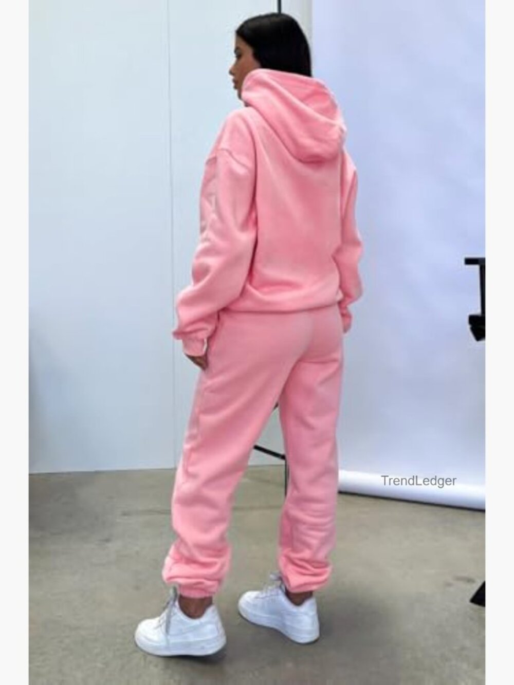 Oversized Hoodie and Jogger Sweatsuit Set, Fleece Lined, Polyester Spandex - Picture 5 of 7